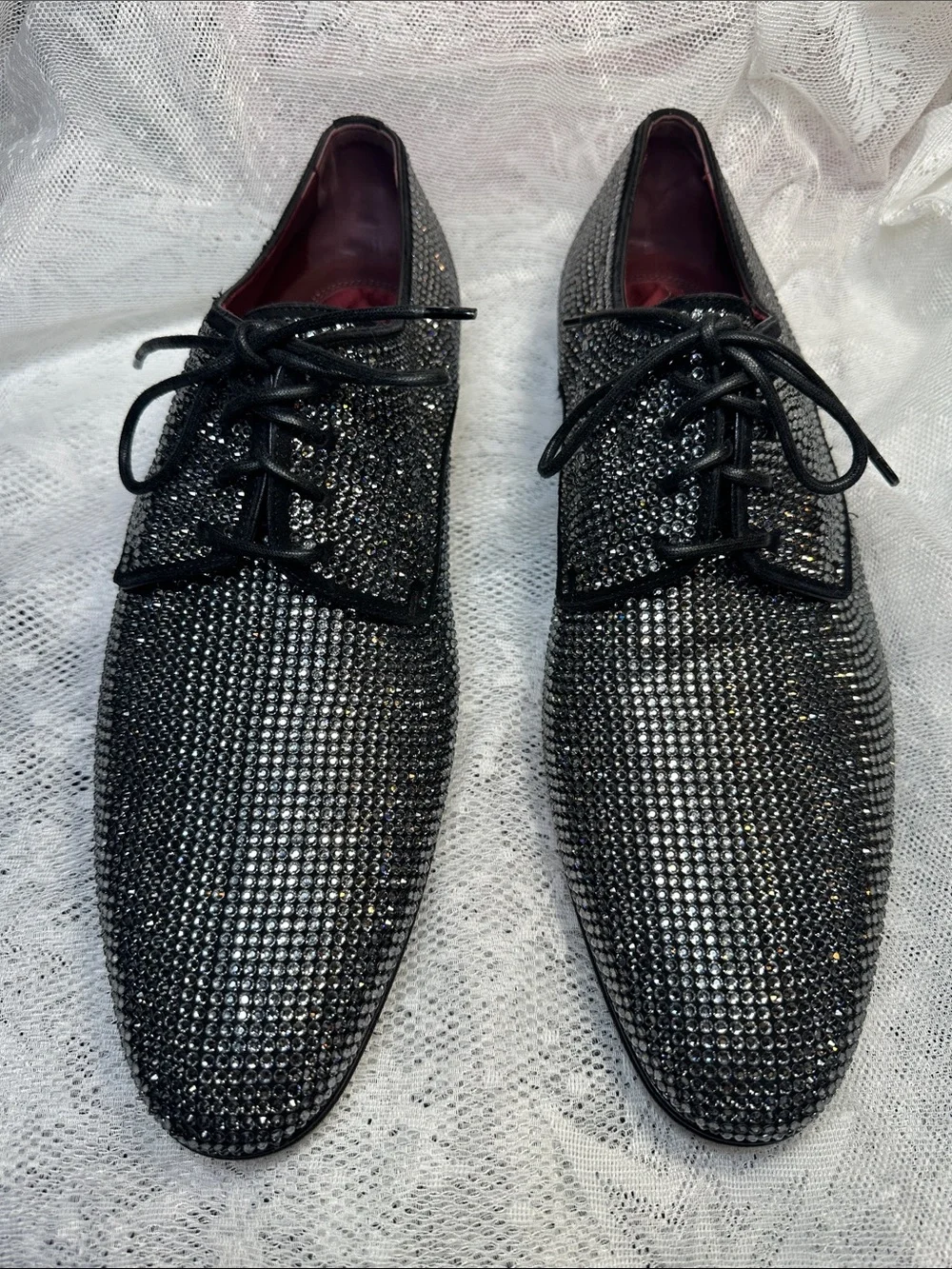 Dolce & Gabbana shoes loafers Rhinestones Derby satin footbed 9 Nice $2630